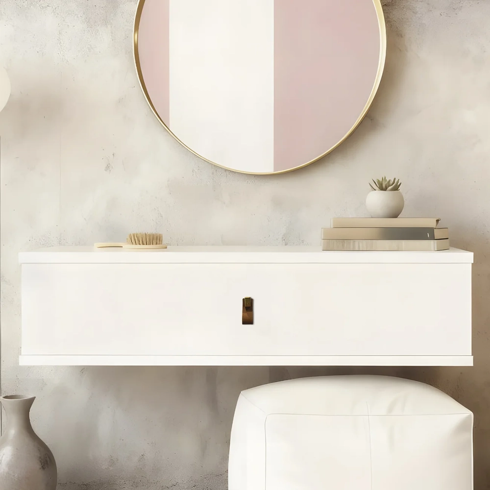 Penteadeira Suspensa 90cm 1 Gaveta Quarto Lila Branco Z49   - Mpozenato