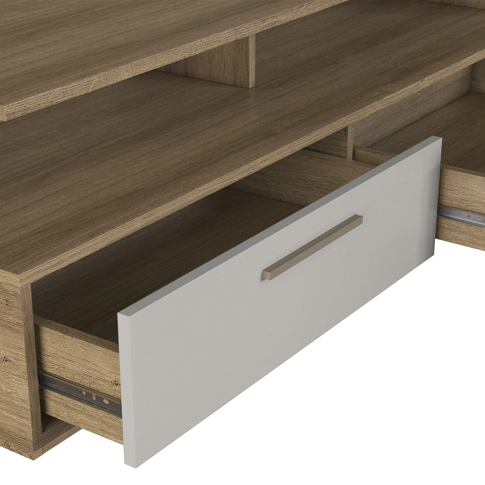 Estante Painel TV 75 Pol com LED 200cm Dolphin Mel/Arenas A05 - Mpozenato