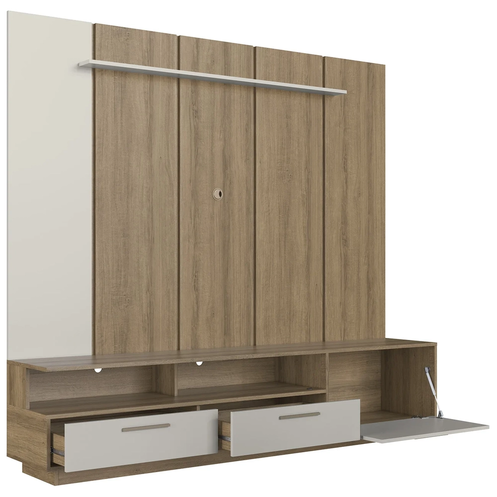 Estante Painel TV 75 Pol com LED 200cm Dolphin Mel/Arenas A05 - Mpozenato