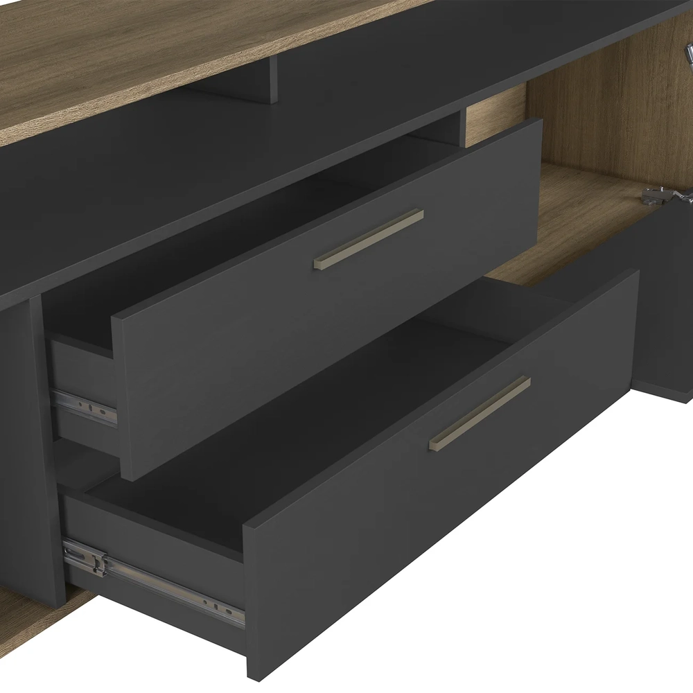 Estante Painel TV 75 Pol com LED 200cm Agrale Mel/Grafite A05 - Mpozenato