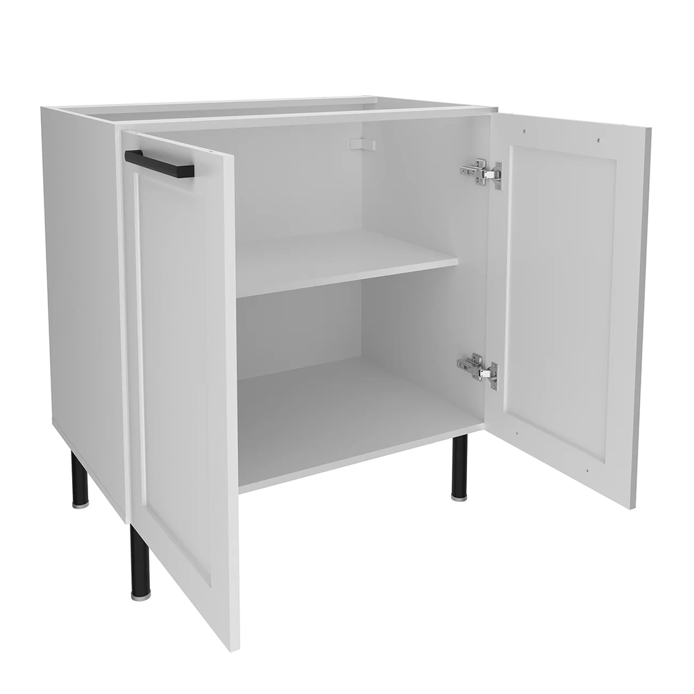 Balcão Cozinha 80cm Com 2 Portas 1 Prateleira Zaya Branco T01 - Mpozenato