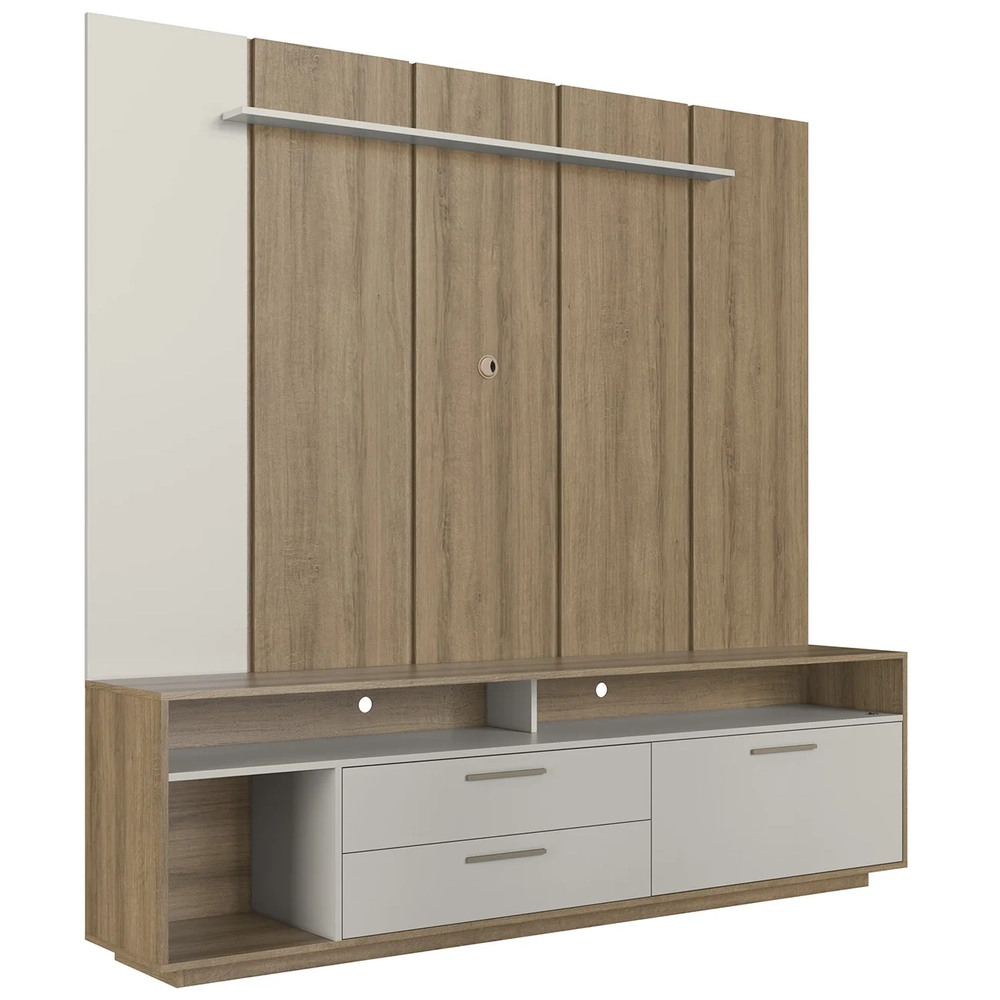 Estante Painel TV 75 Pol com LED 200cm Agrale Mel/Arenas A05 - Mpozenato