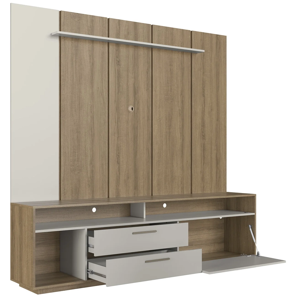 Estante Painel TV 75 Pol com LED 200cm Agrale Mel/Arenas A05 - Mpozenato