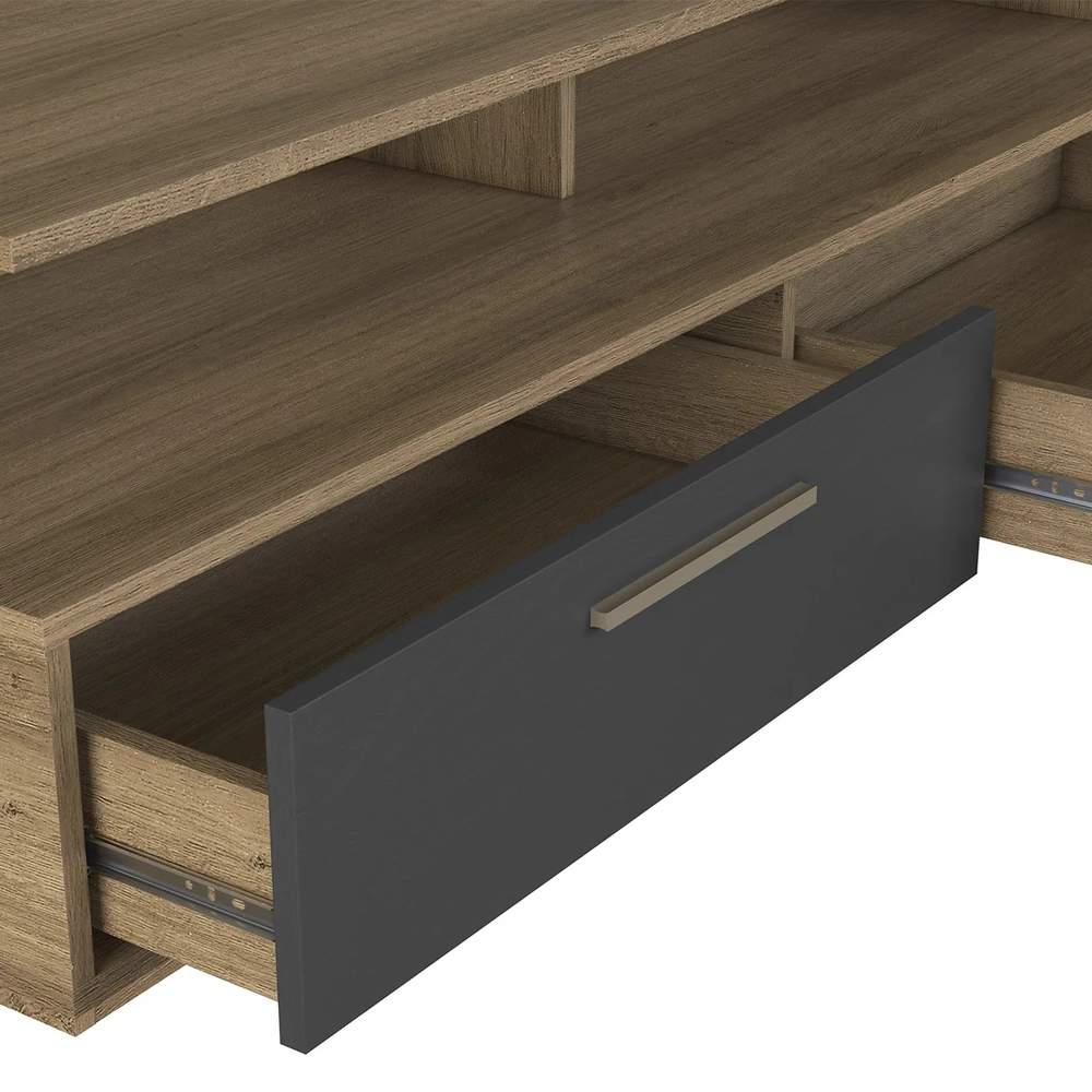 Estante Painel TV 75 Pol com LED 200cm Dolphin Mel/Grafite A05 - Mpozenato