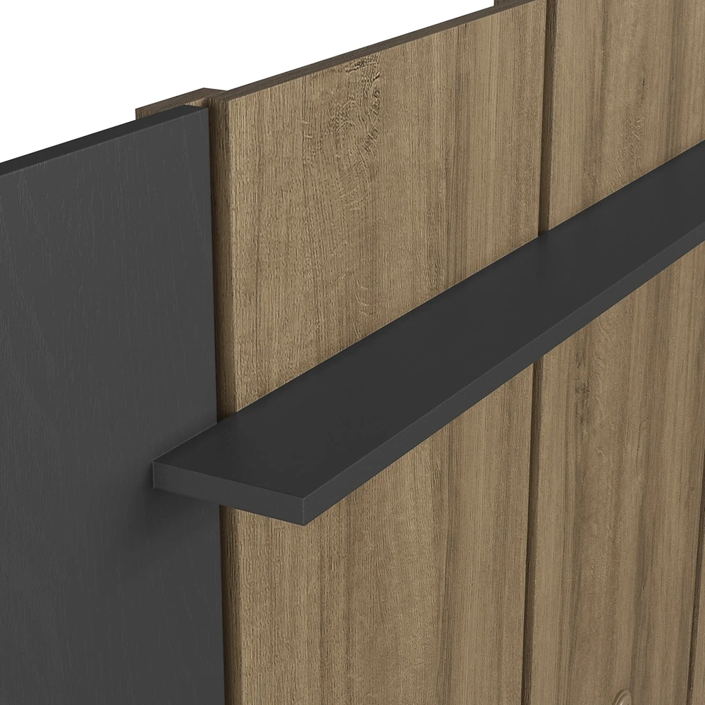 Estante Painel TV 75 Pol com LED 200cm Dolphin Mel/Grafite A05 - Mpozenato