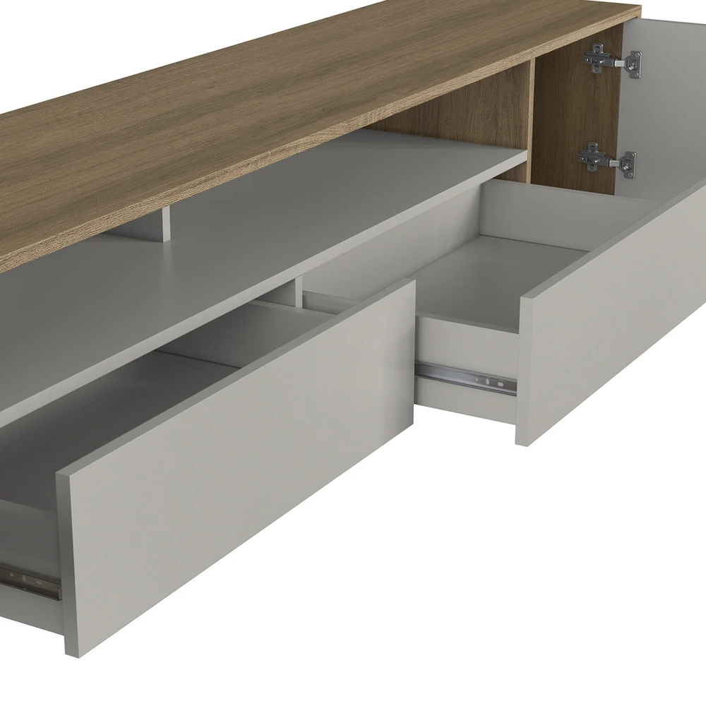 Estante Painel TV 75 Pol com LED 200cm Bianco Mel/Arenas A05 - Mpozenato