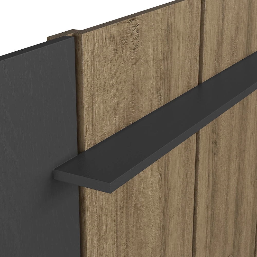 Painel TV 75 Pol Suspenso 200cm 1 Prateleira Miura Mel/Grafite A05 - Mpozenato