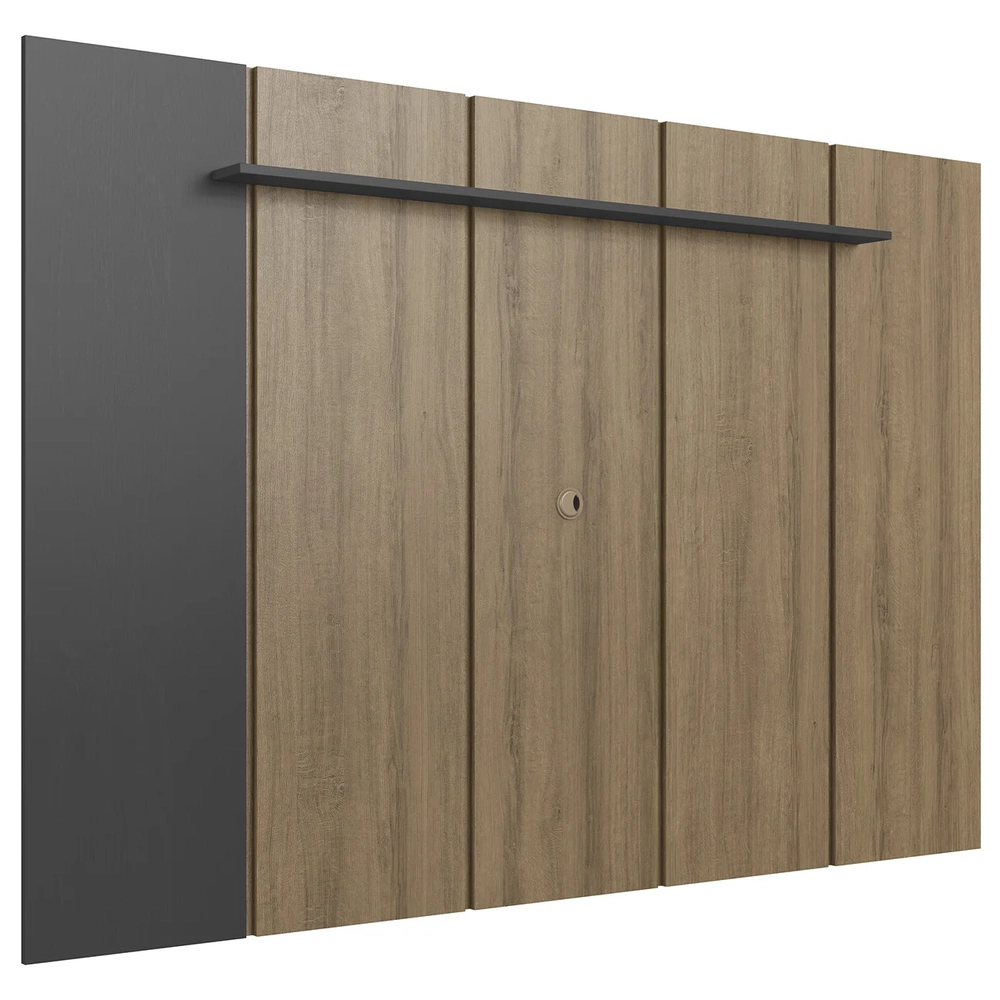 Painel TV 75 Pol Suspenso 200cm 1 Prateleira Miura Mel/Grafite A05 - Mpozenato