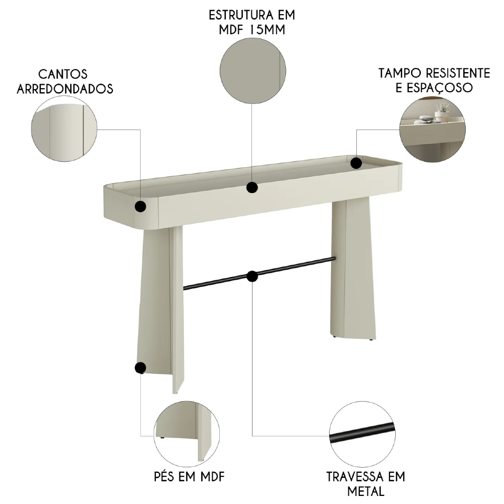 Aparador Sala de Estar Buffet 136cm Blen Luna/Preto I06 - Mpozenato