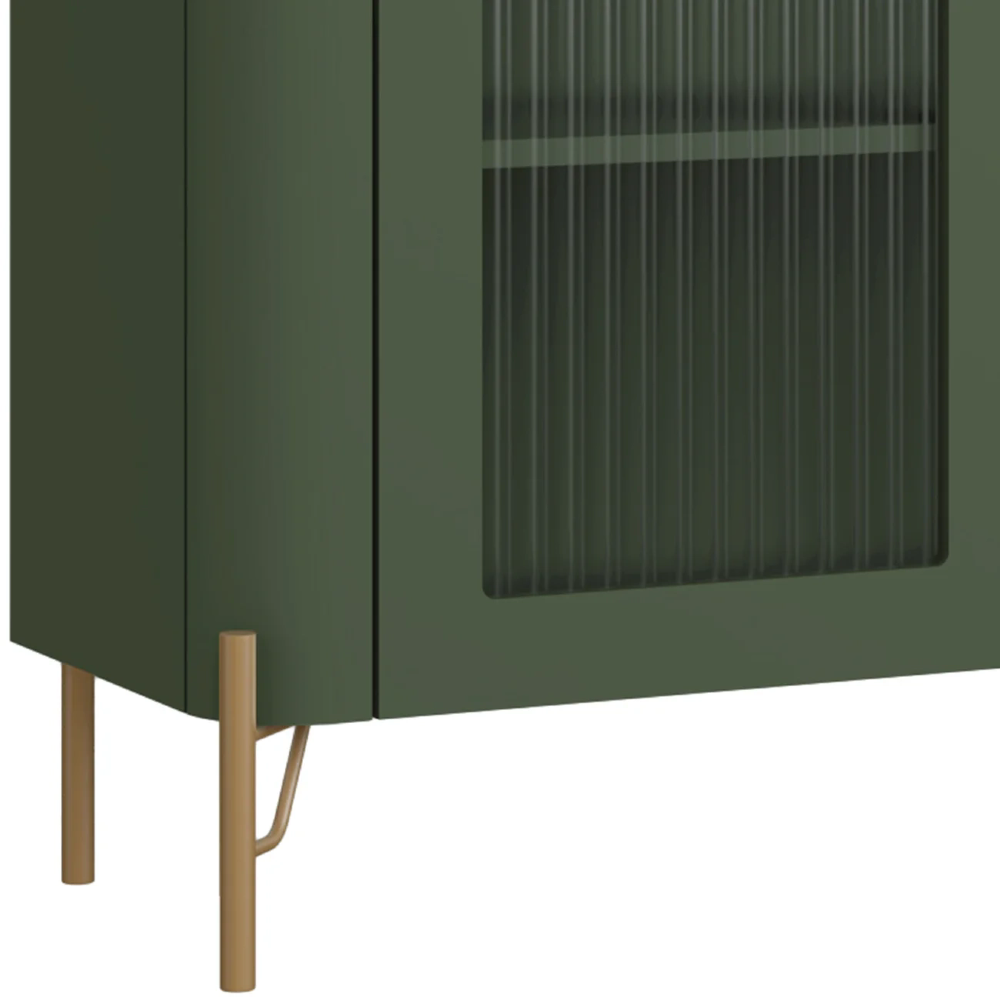 Armário de Cozinha Cristaleira 99cm Blen Musgo/Dourado I06 - Mpozenato