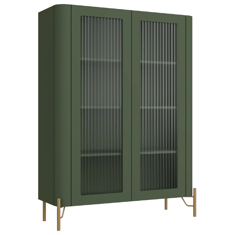 Armário de Cozinha Cristaleira 99cm Blen Musgo/Dourado I06 - Mpozenato