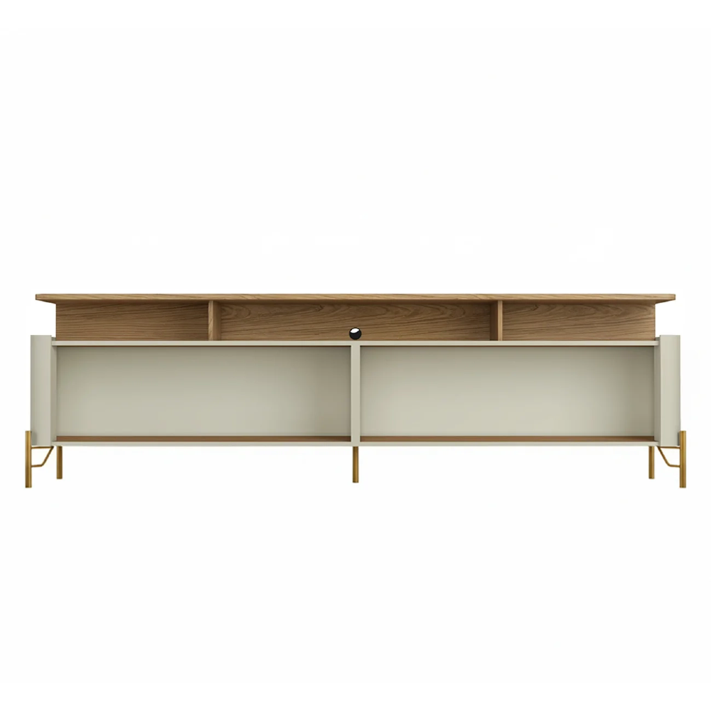 Rack TV 55 Pol 180cm Portas Brise Blen Louro/Luna/Dourado I06 - Mpozenato