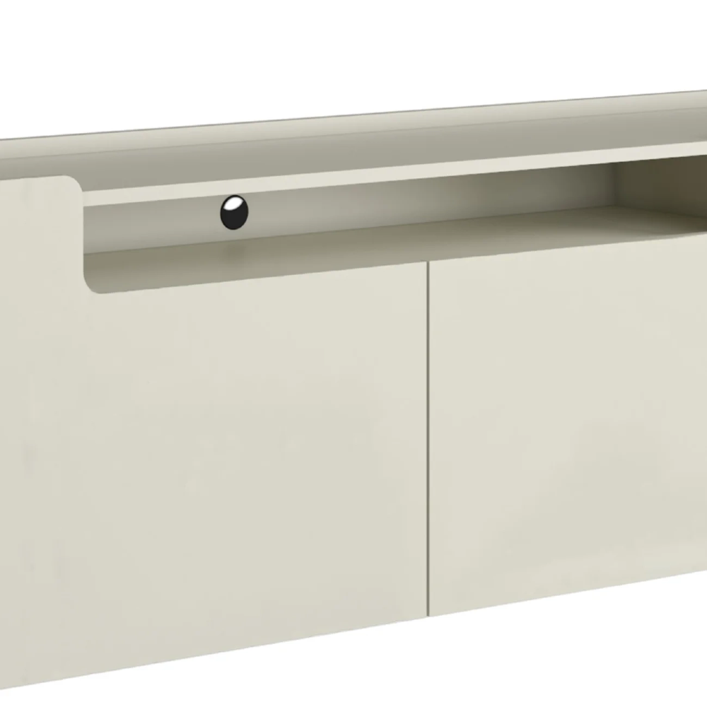 Rack TV 75 Pol 220cm 4 Portas Lisas Blen Luna/Preto I06 - Mpozenato