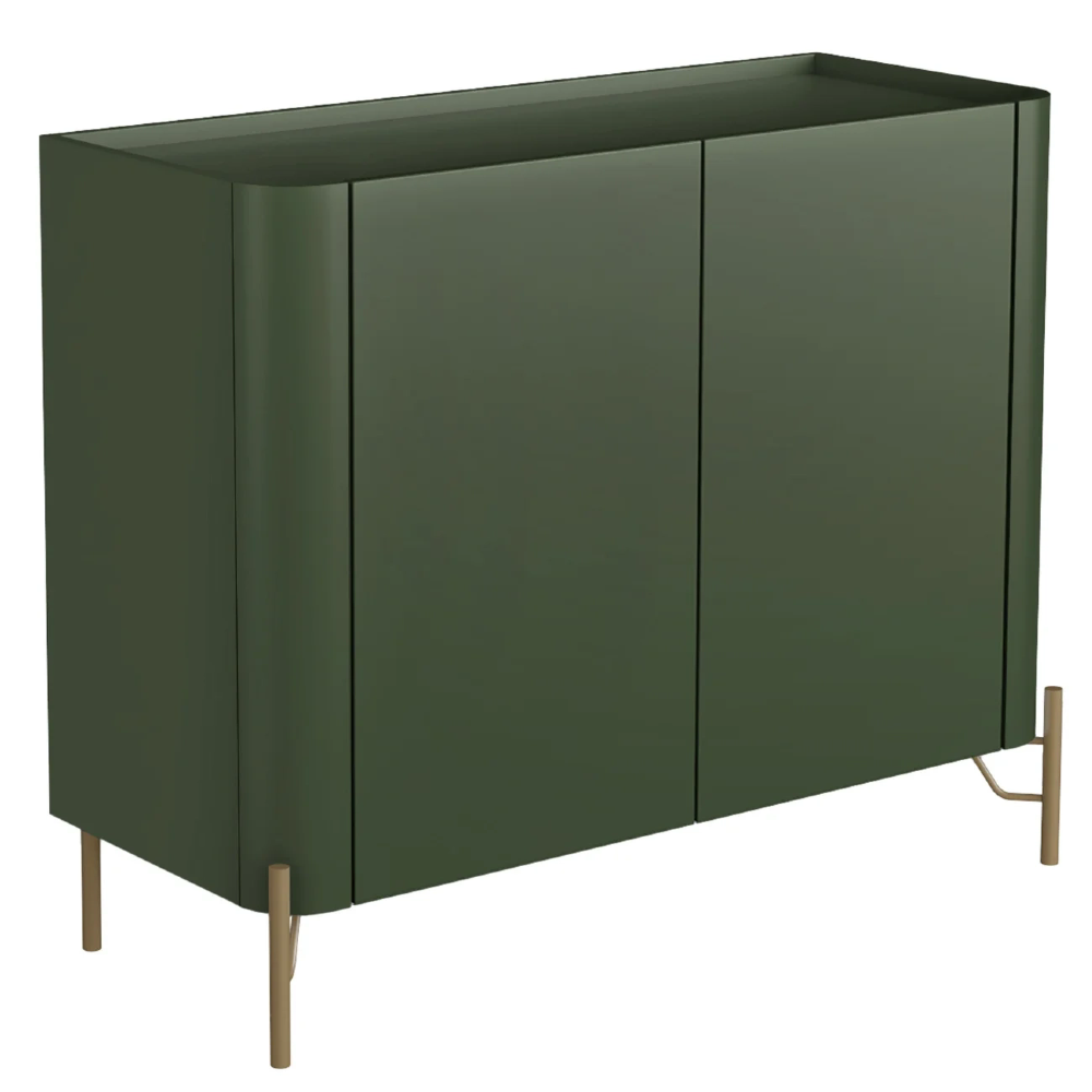 Buffet Aparador 99cm 2 Portas Lisas Blen Musgo/Dourado I06 - Mpozenato