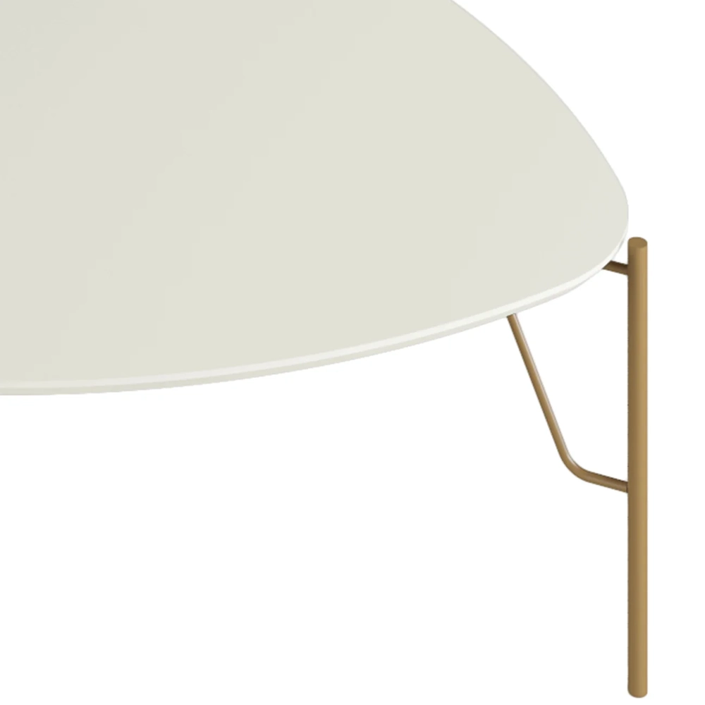 Mesa de Centro Baixa Para Sala Pés Metálicos Blen Luna/Dourado I06 - Mpozenato