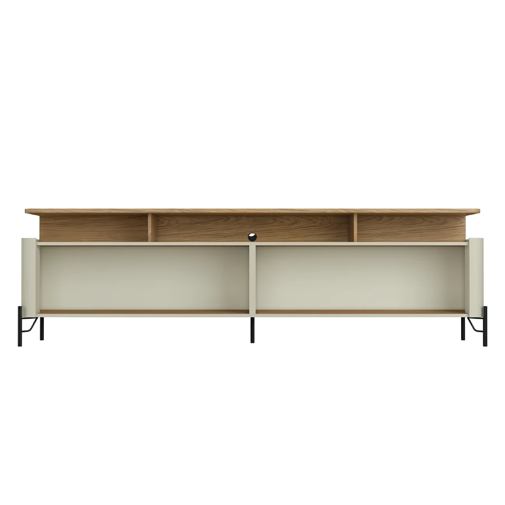 Rack TV 55 Pol 180cm Portas Lisas Blen Louro/Luna/Preto I06 - Mpozenato