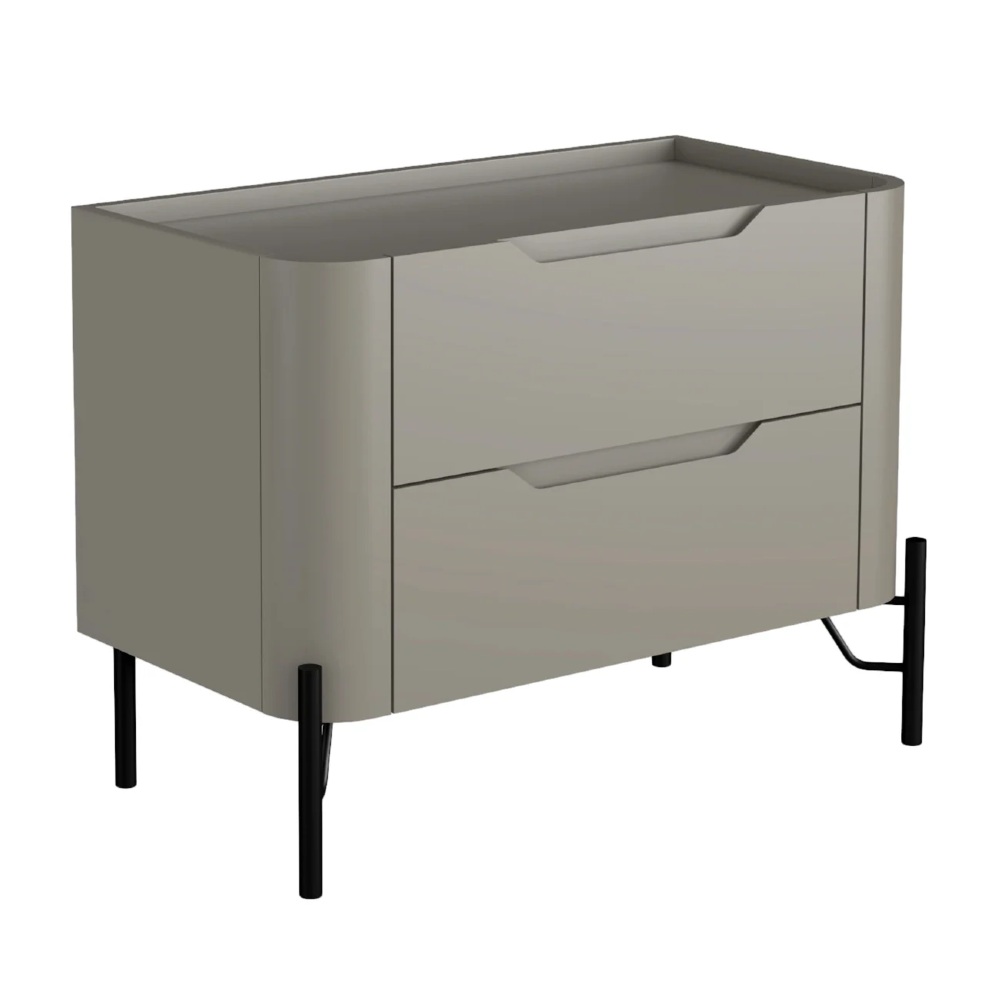 Mesa Cabeceira Quarto 68cm 2 Gavetas Becca Grigio/Preto I06 - Mpozenato