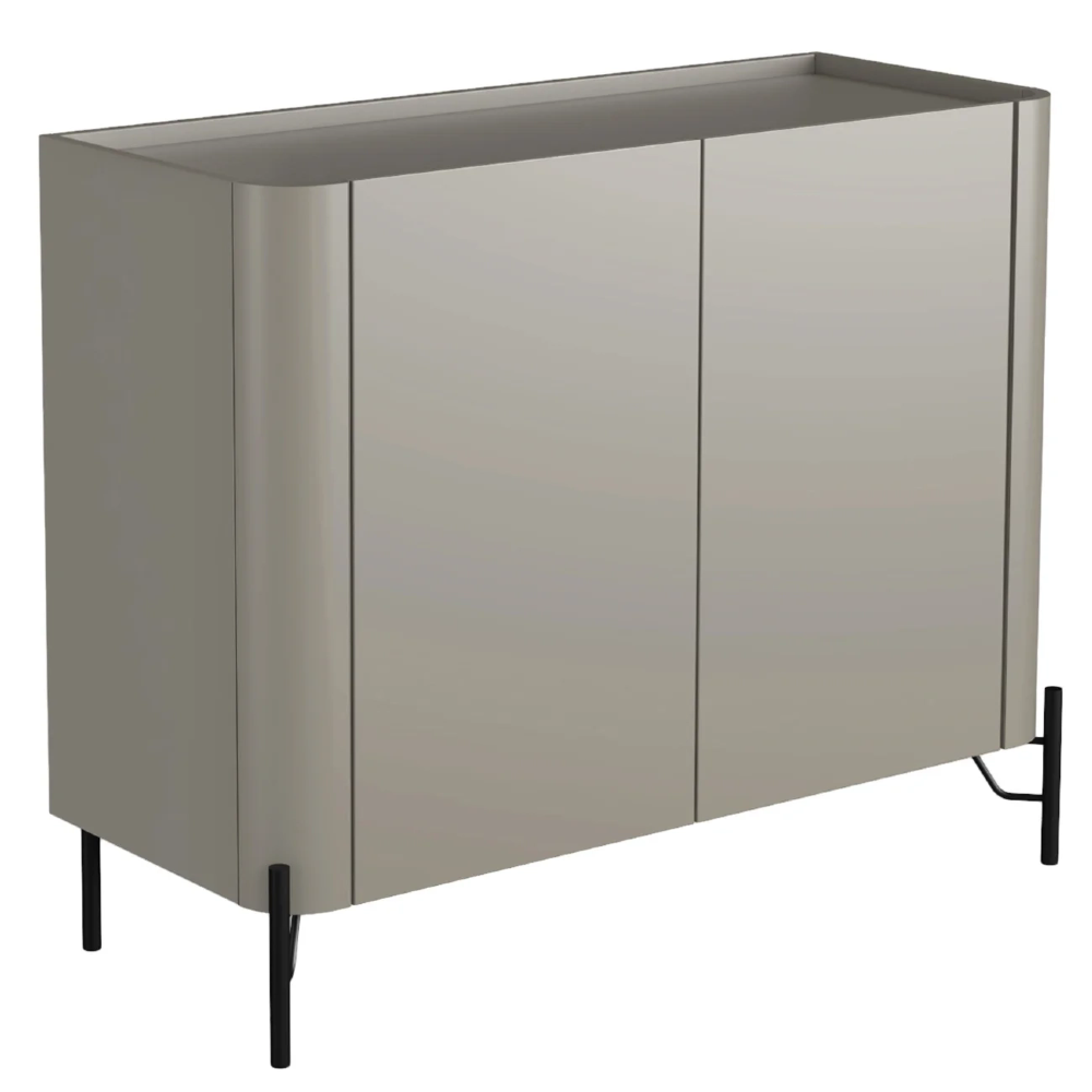Buffet Aparador 99cm 2 Portas Lisas Blen Grigio/Preto I06 - Mpozenato