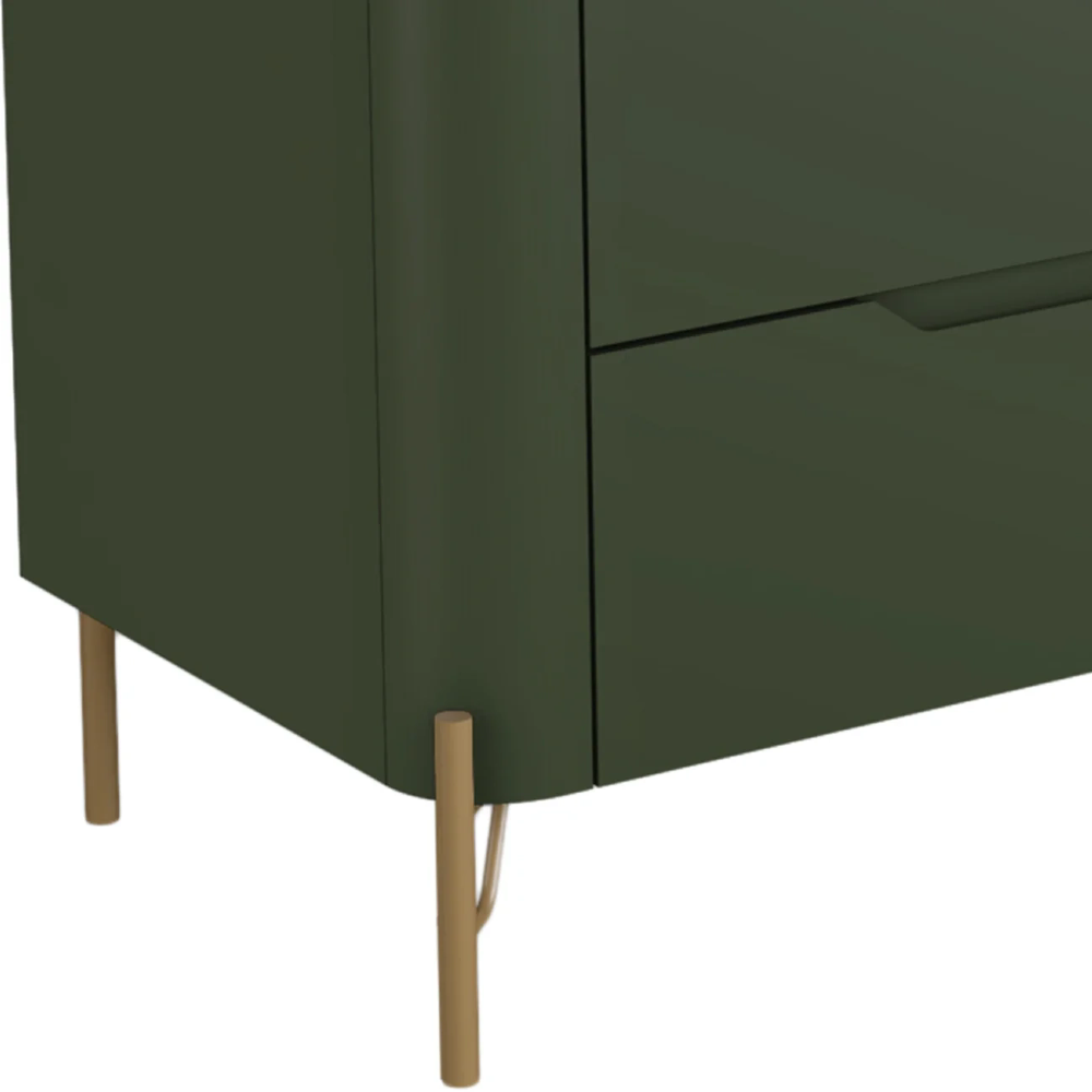 Cômoda Quarto 178cm Casal 6 Gavetas Blen Musgo/Dourado I06 - Mpozenato