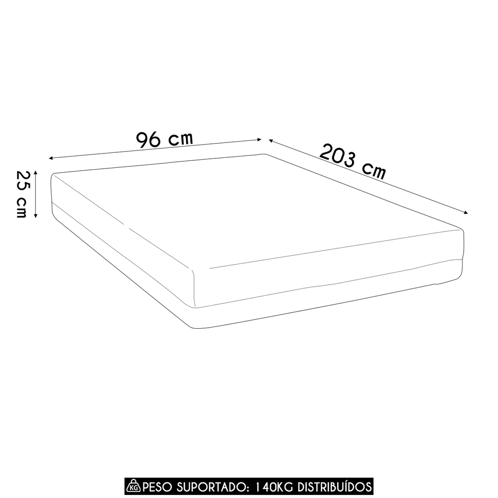 Colchão Solteiro na Caixa 96x203x25cm Visco Nasa Vital U01  - Mpozenato