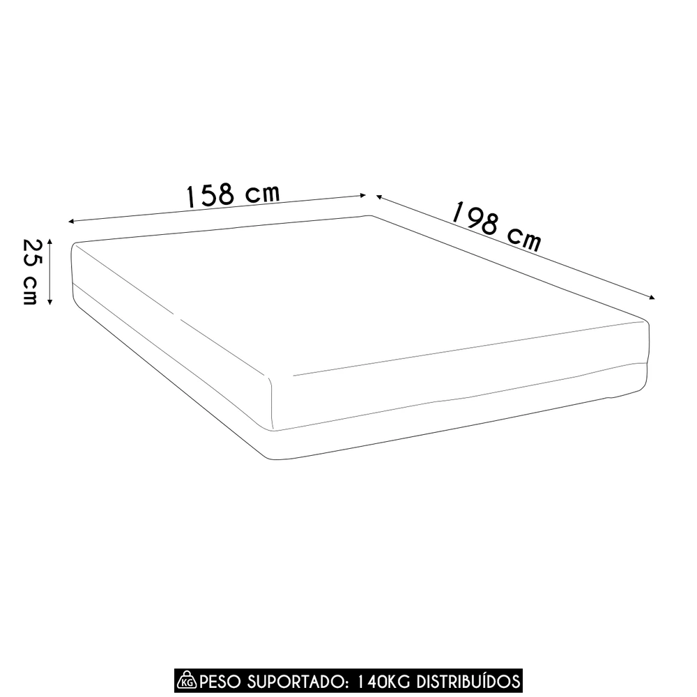 Colchão Casal Queen na Caixa 158x198x25cm Visco Nasa Vital U01 - Mpozenato