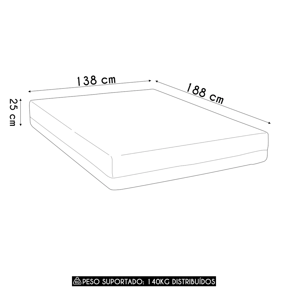 Colchão Casal na Caixa 138x188x25cm Visco Nasa Vital U01    - Mpozenato