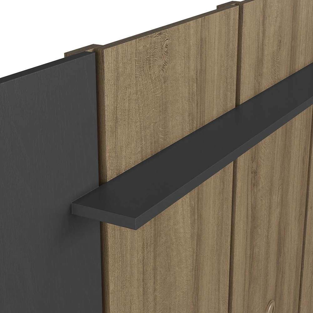 Estante Painel TV 75 Pol com LED 200cm Bianco Mel/Grafite A05 - Mpozenato