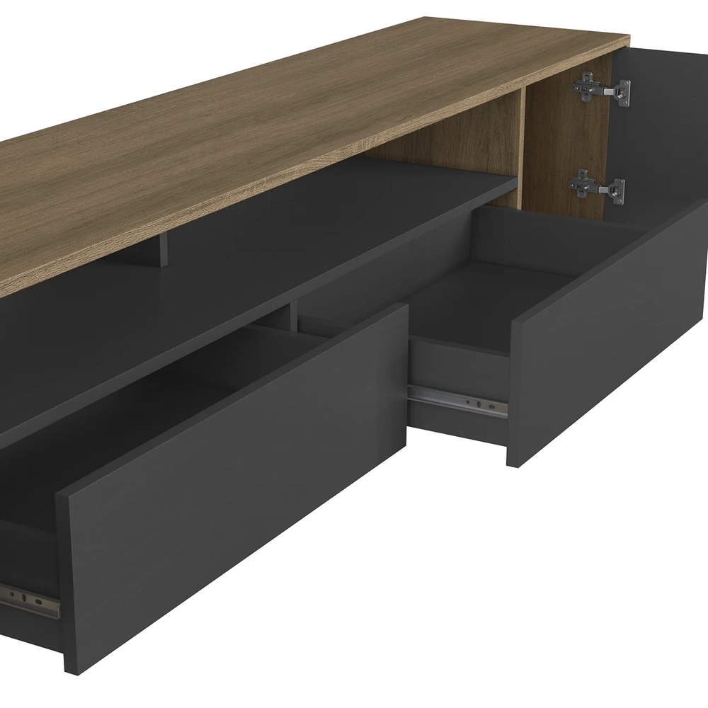 Estante Painel TV 75 Pol com LED 200cm Bianco Mel/Grafite A05 - Mpozenato