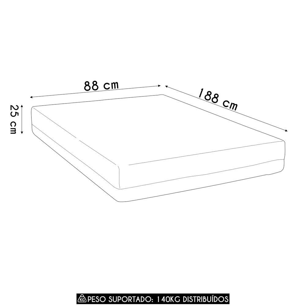 Colchão Solteiro na Caixa 88x188x25cm Visco Nasa Vital U01  - Mpozenato