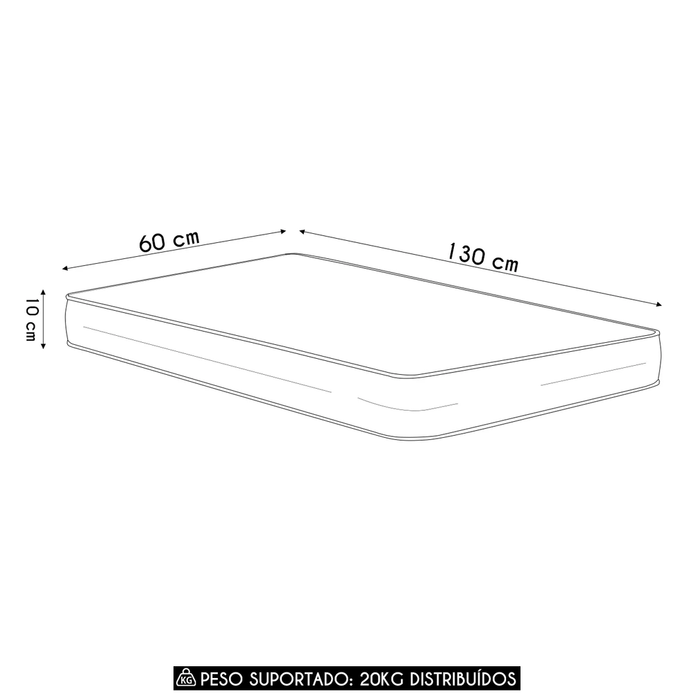 Colchão Berço Infantil 60x130x10cm com Espuma D18 Sonhar U01 - Mpozenato