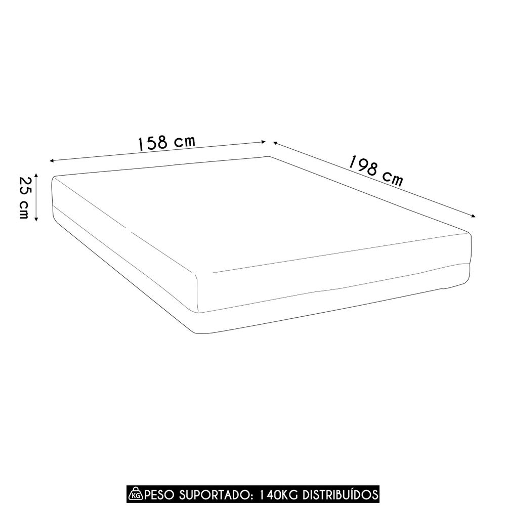 Colchão Casal Queen na Caixa 158x198x25cm Flexível Sonhos U01 - Mpozenato