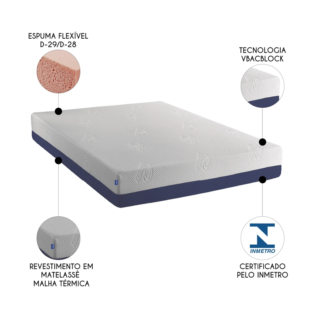 Colchão Casal King na Caixa 193x203x25cm Flexível Sonhos U01 - Mpozenato