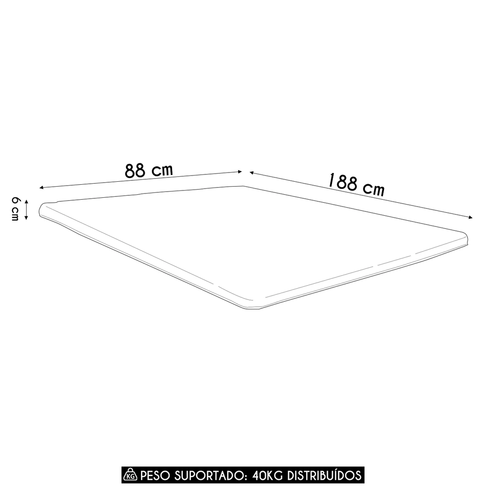 Colchão Solteiro 88x188x6 Colchonete Espuma D20 Sereno U01  - Mpozenato