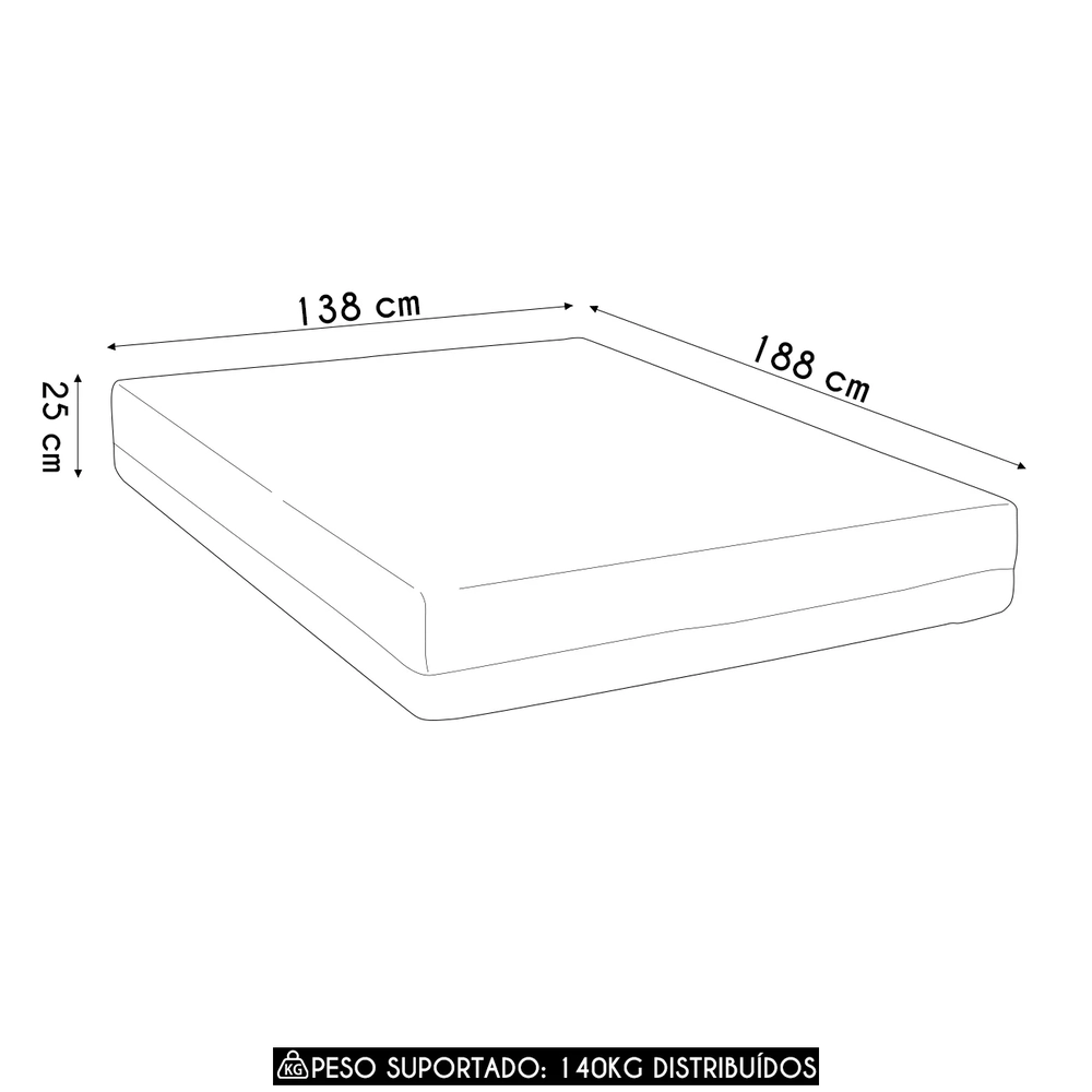 Colchão Casal na Caixa 138x188x25cm Flexível Sonhos U01     - Mpozenato