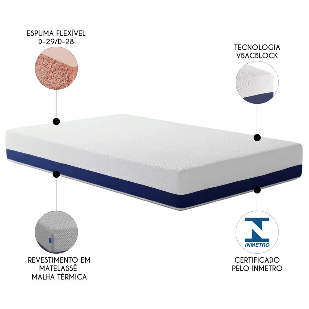 Colchão Solteiro na Caixa 88x188x25cm Flexível Sonhos U01   - Mpozenato