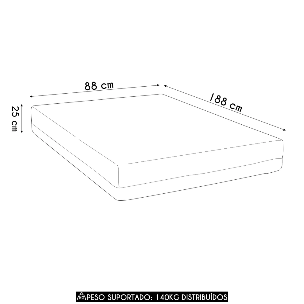 Colchão Solteiro na Caixa 88x188x25cm Flexível Sonhos U01   - Mpozenato