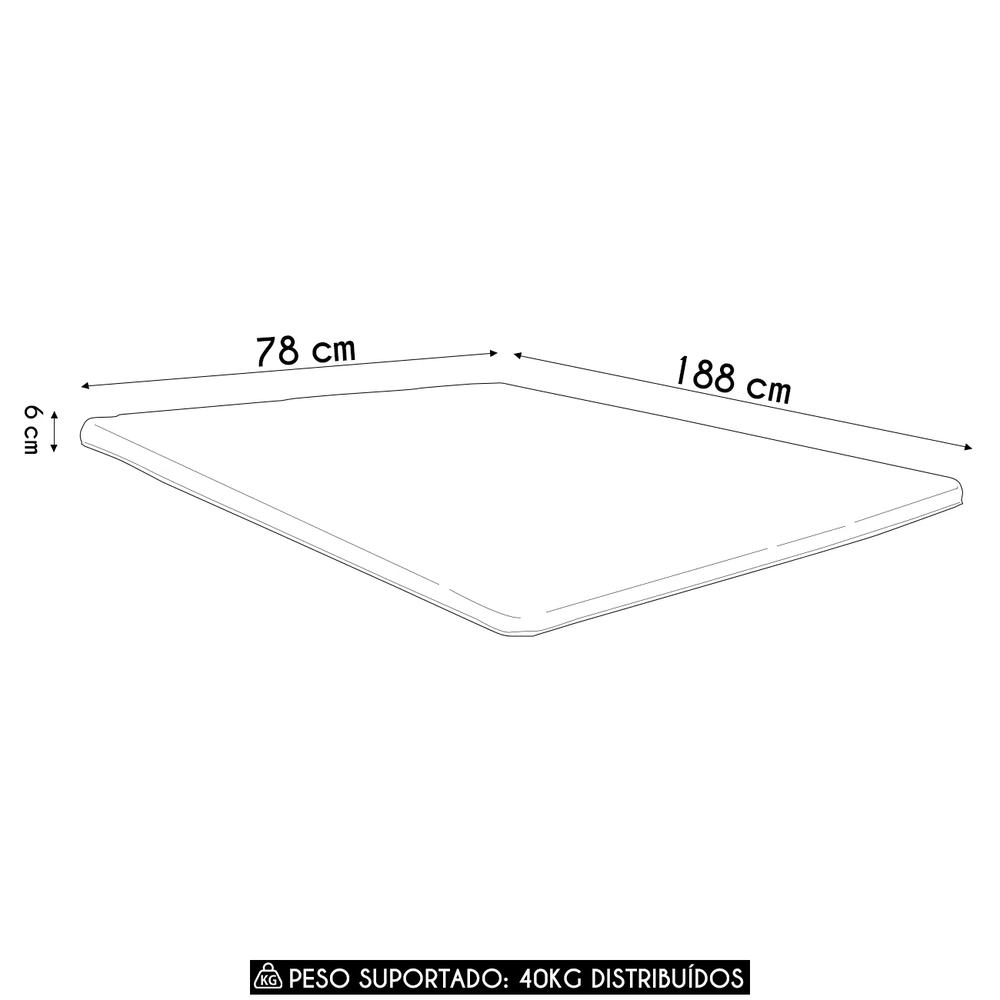 Colchão Solteiro 78x188x6 Colchonete Espuma D20 Sereno U01  - Mpozenato