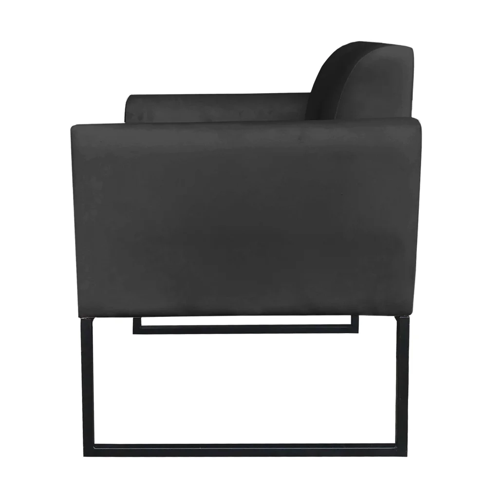 Kit 2 Poltronas Decorativas Base Industrial Preto Maressa S07 Suede Preto - Ibiza