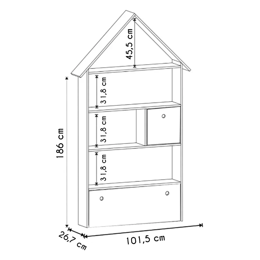 Estante Casinha Infantil Organizadora Com Nichos 2 Gavetas Daisy Branco - Lumil Móveis