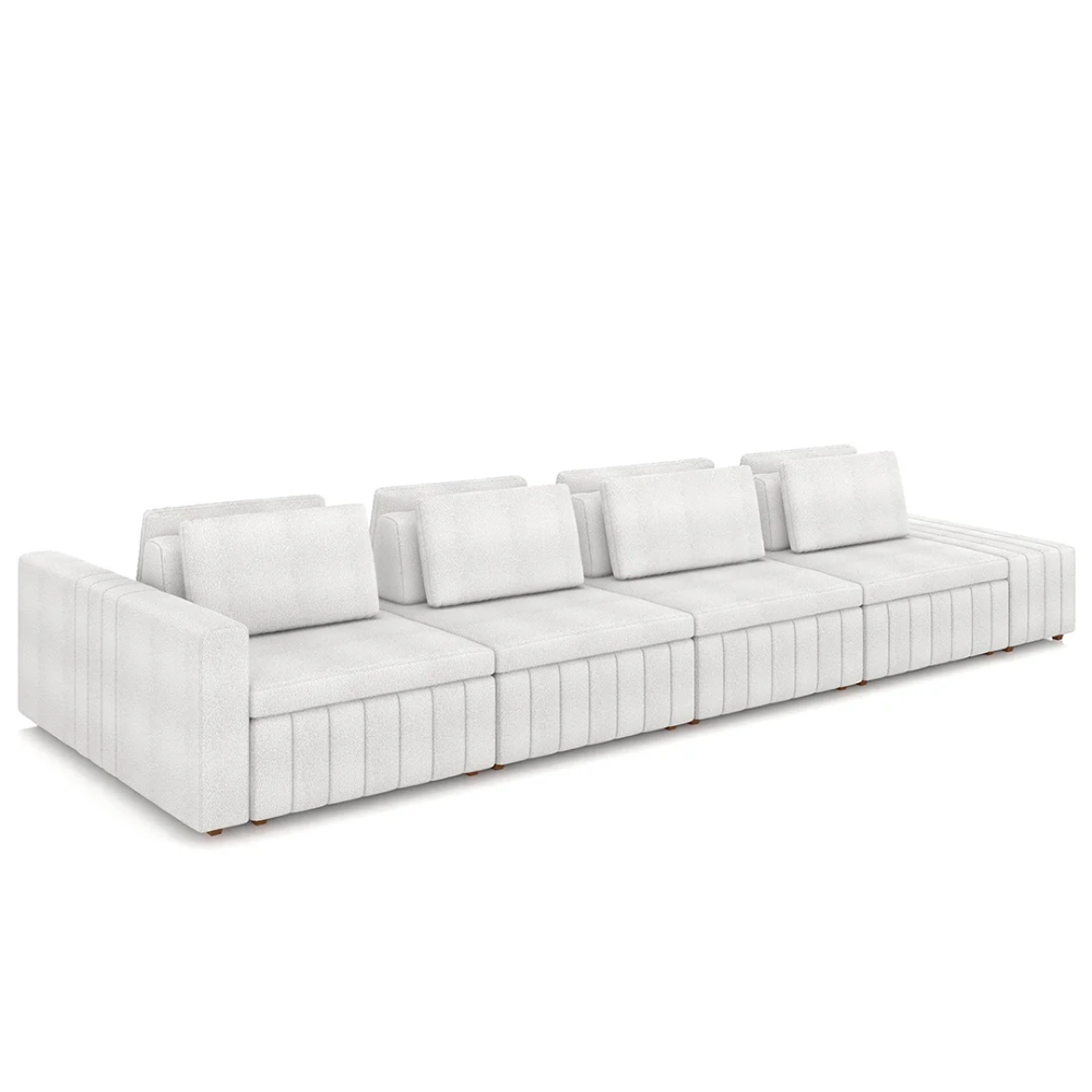 Sofá Ilha e Puff Sala Living 505cm Siesta Z32 Boucle Branco - Mpozenato