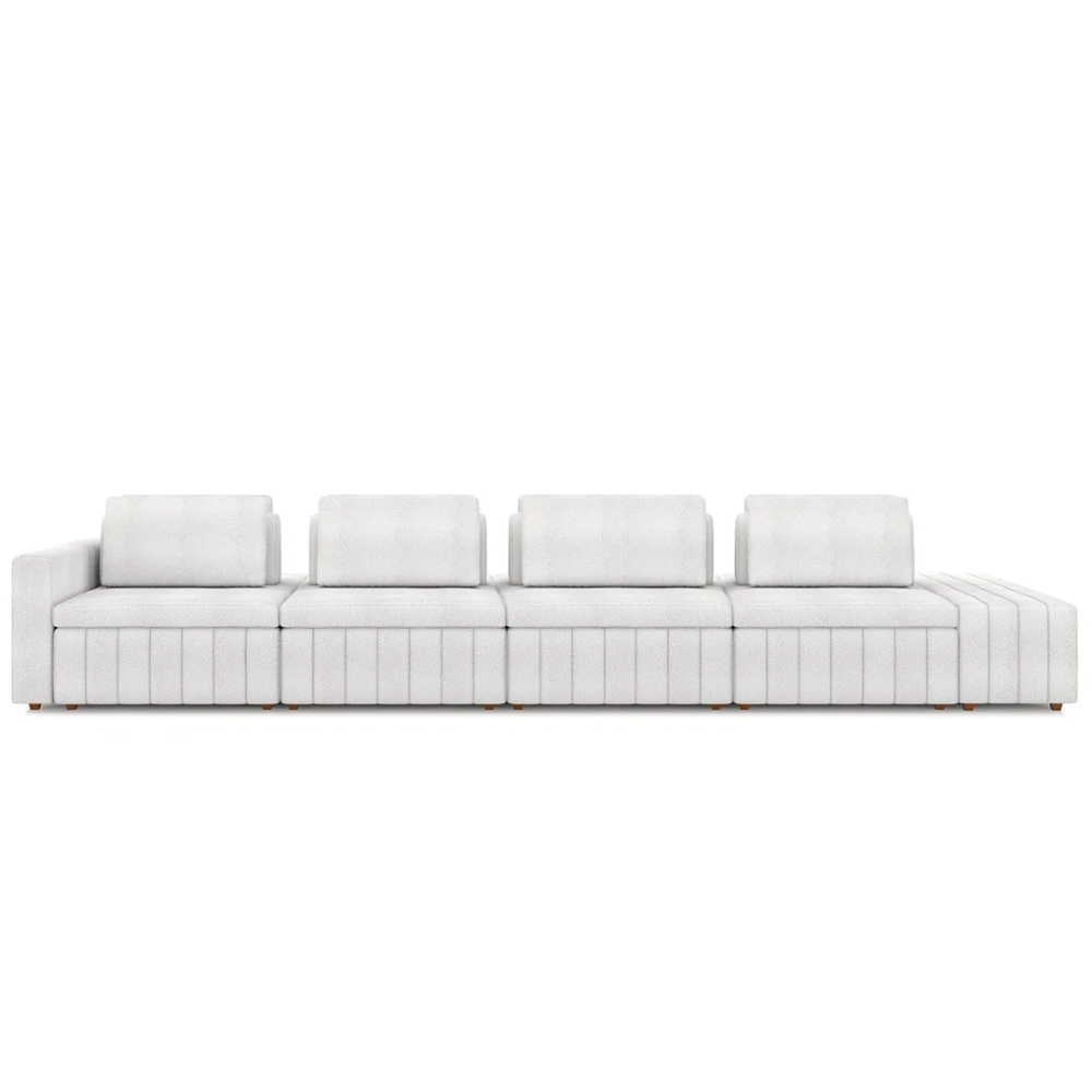 Sofá Ilha e Puff Sala Living 505cm Siesta Z32 Boucle Branco - Mpozenato