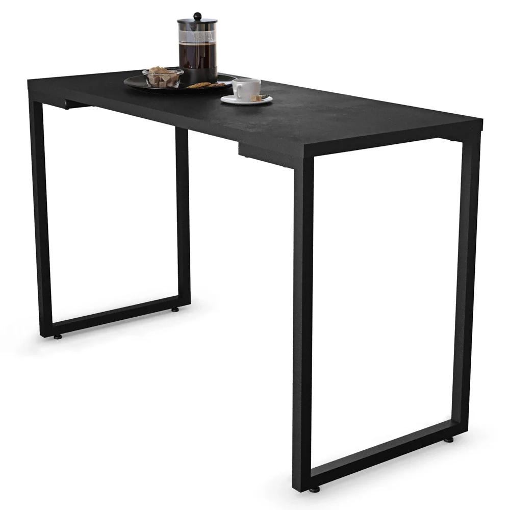 Mesa de Cozinha Multiuso Lanche Rápido Estilo Industrial 120x50cm BP Prattica F02 Preto - Mpozenato