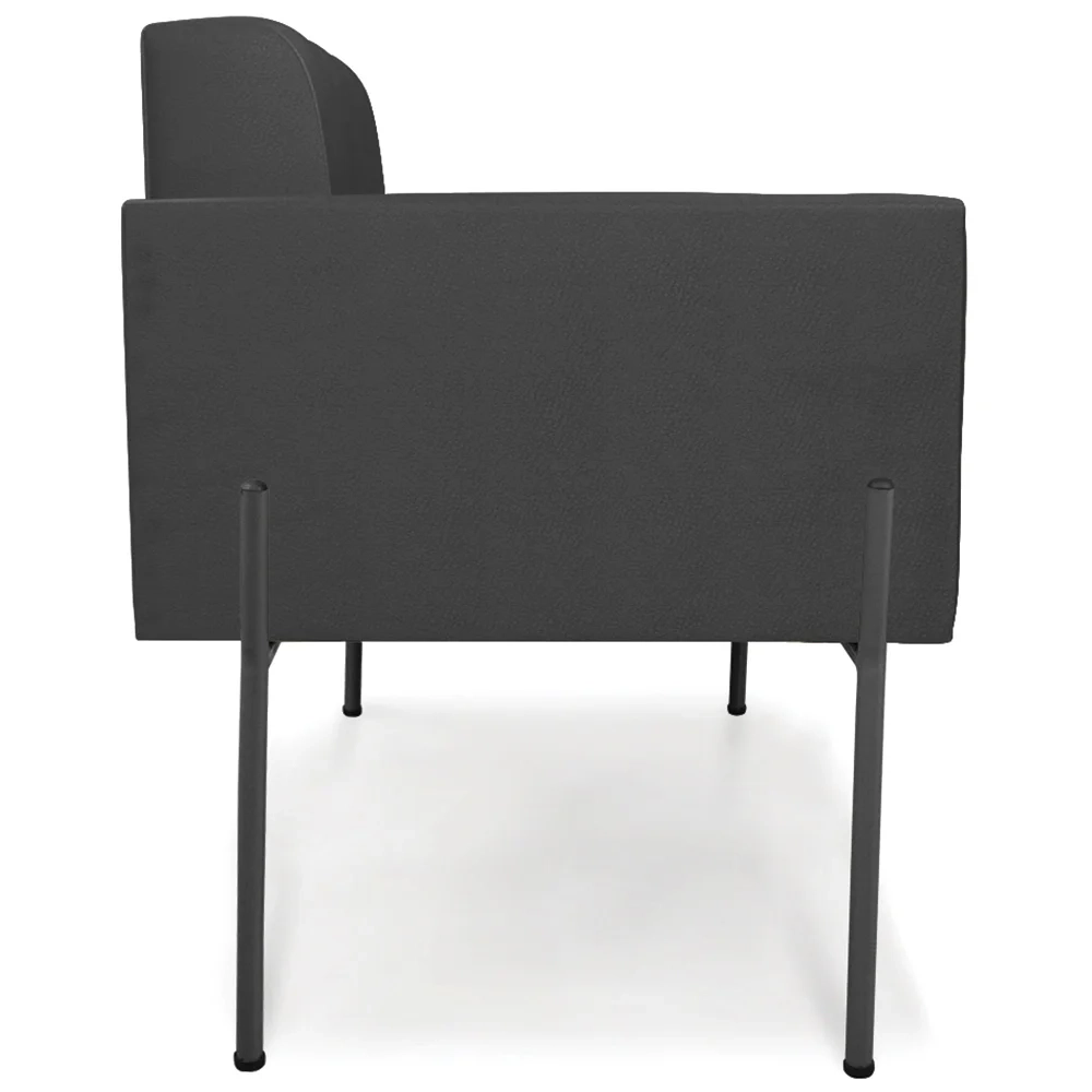 Poltrona Para Sala Pés Metálicos Preto Ana Sintético Preto - Ibiza