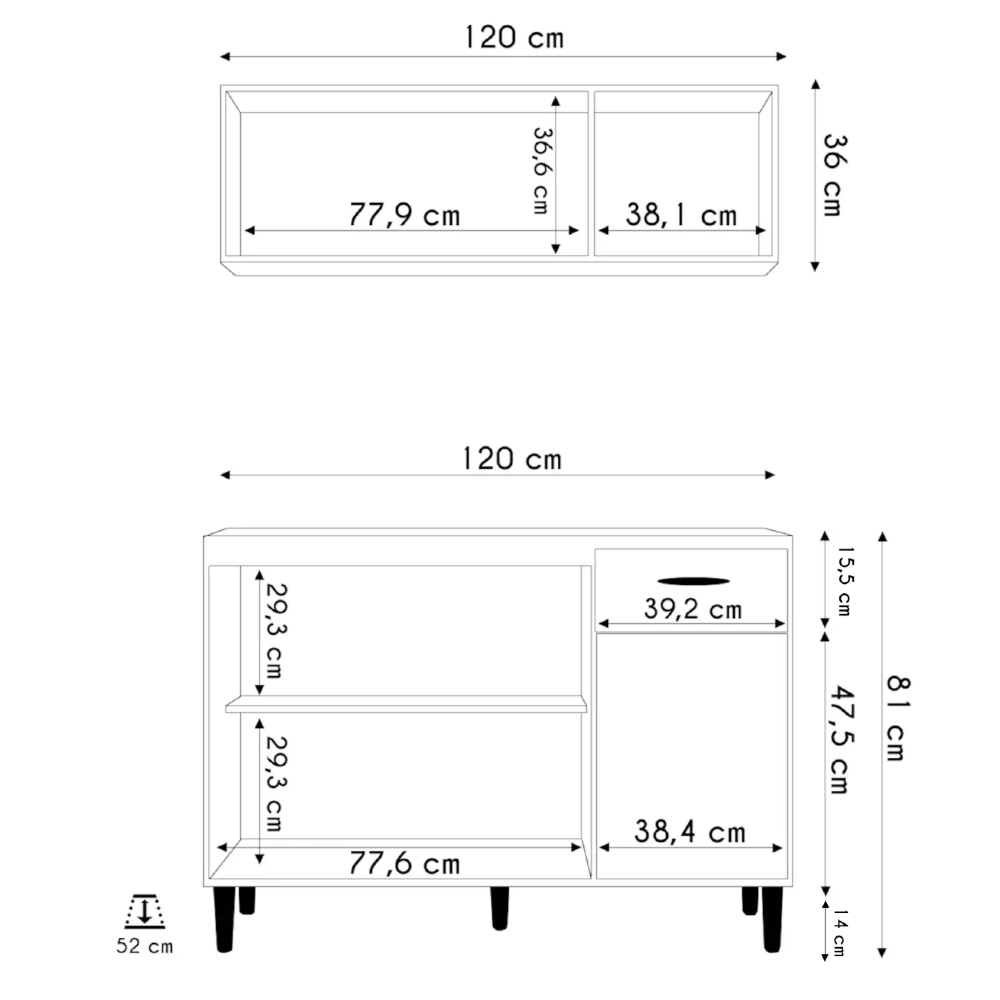 Armário de Cozinha CP01 Sem Tampo Classic Z46 Branco - Mpozenato