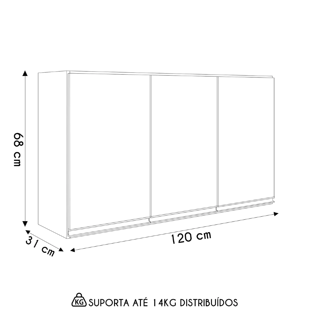 Armário de Cozinha Aéreo 120cm Maly N03 Carvalho/Grafite - Mpozenato