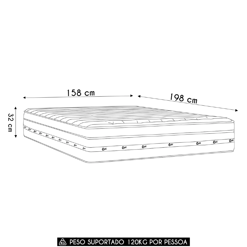 Colchão Queen One Face Molas Pocket Silver Star 158x198x32cm - Castor