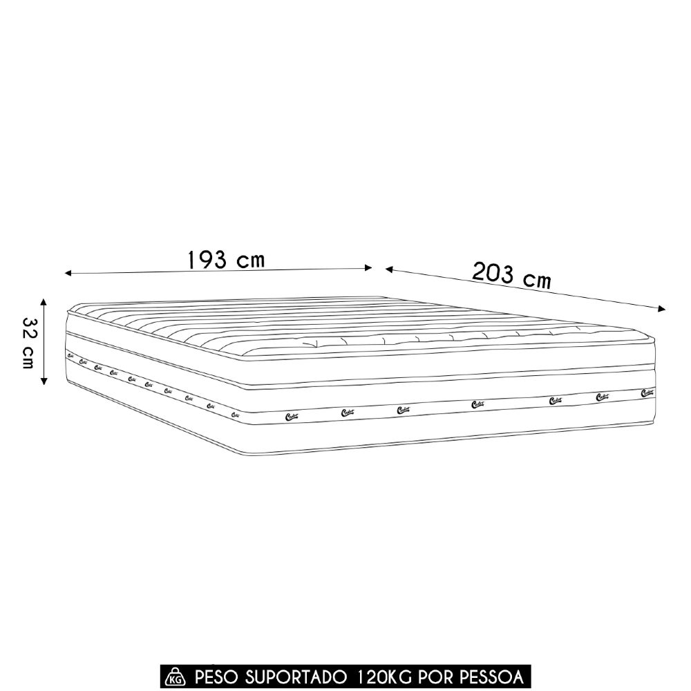Colchão King One Face Molas Pocket Silver Star 193x203x32cm - Castor