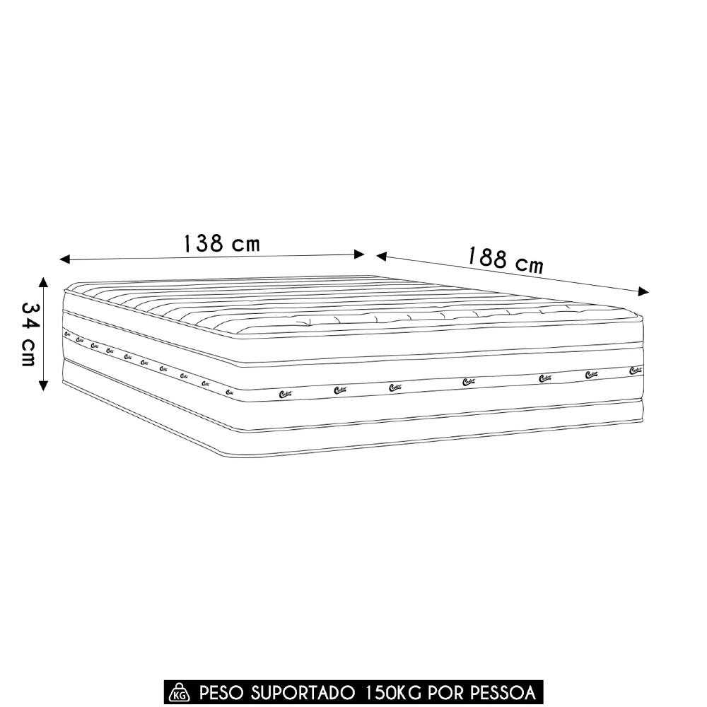 Colchão Casal Double Face Molas Pocket Silver Star 138x188x34cm - Castor