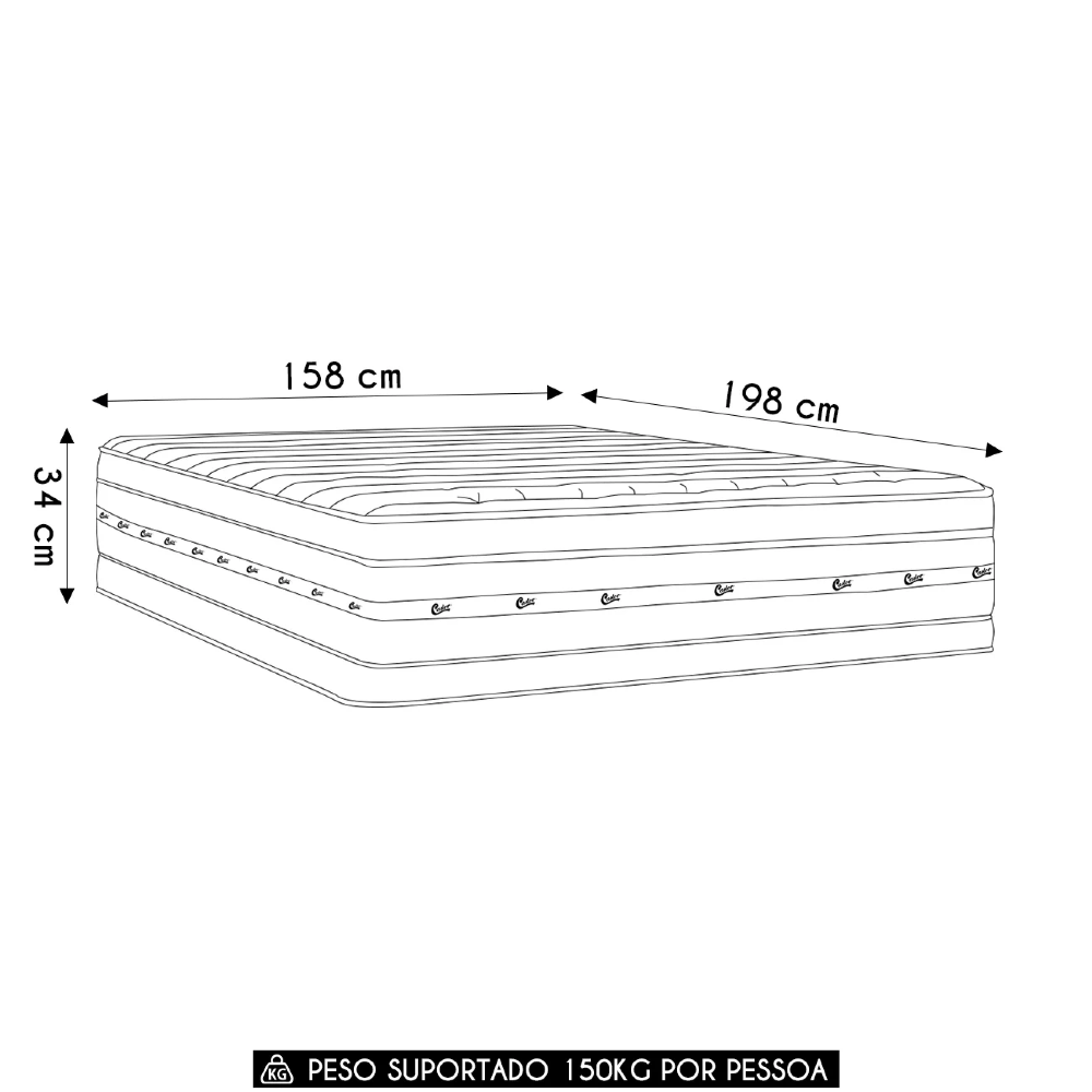 Colchão Queen Double Face Molas Pocket Silver Star 158x198x34cm - Castor