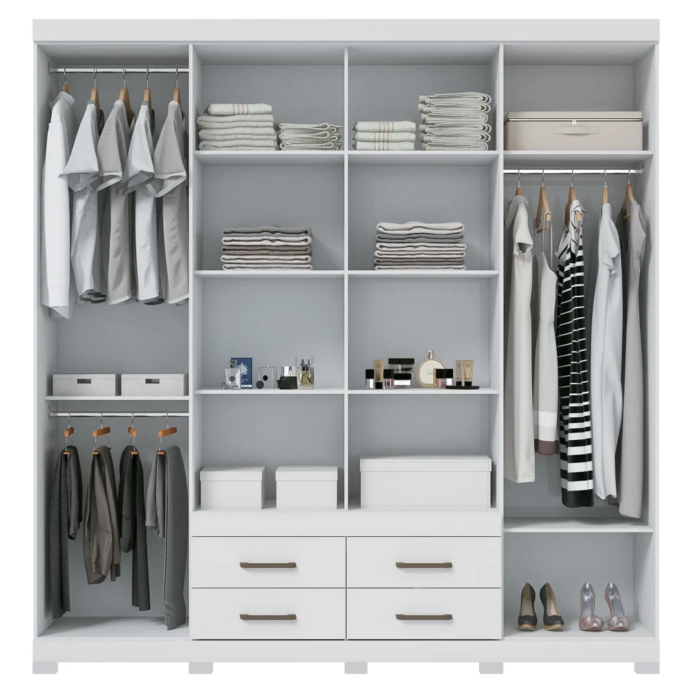 Guarda Roupa Casal 8 Portas 4 Gavetas Nápoles 8.4 Branco - Santos Andirá